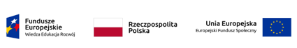 Logo Fundusze Europejskie, Logo Rzeczypospolitej Polskiej, Logo Unii Europejskiej